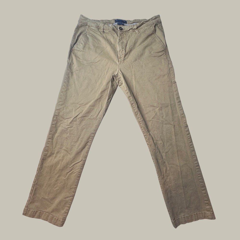 Aeropostale Pants Mens 34x30 Slim Straight Khaki Tan Stretch Chino Twill 9778